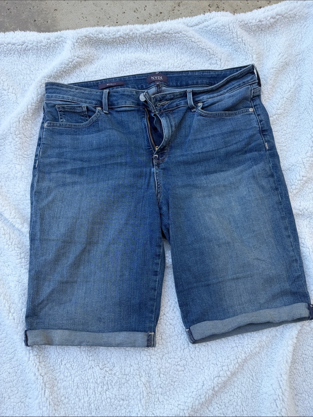 NYDJ Medium Blue Rolled Cuff Denim Bermuda Shorts